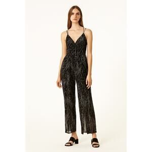 Twik Black Abstract Strappy Jumpsuit Size M